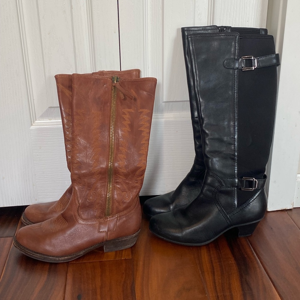 Lot of 2 leather boots